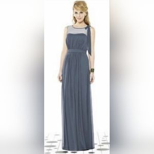 NEW! After six 6714 bridesmaid dress, lark. Gray, blue. Size 8